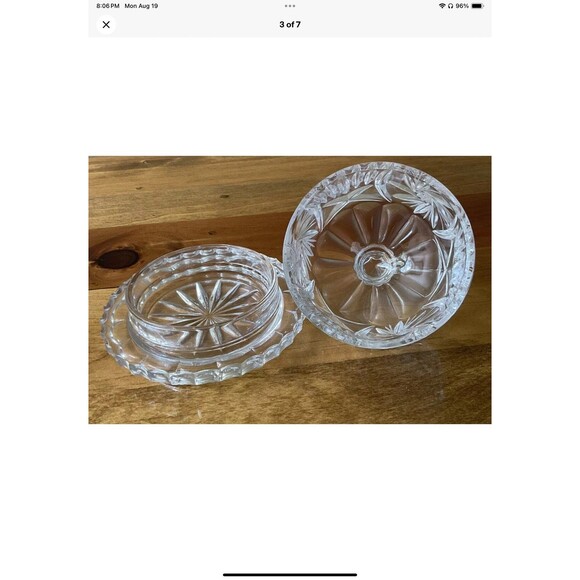 Crystal Cut Glass Butter/Cheese Dish Dome W/Lid - Picture 3 of 7
